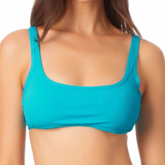 California Waves Junior's Turquoise Rib Scoop Bralette Bikini Swim Top XL NWT - Picture 1 of 8